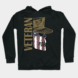 Veteran Painted American Flag Military Skull Hoodie